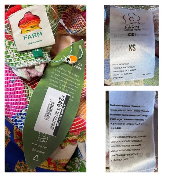 Farm Rio Sunny Mix Midi Dress XS - Picture 14 of 14